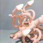 Toppled chandelier cordless lamp, powder pink, close-up