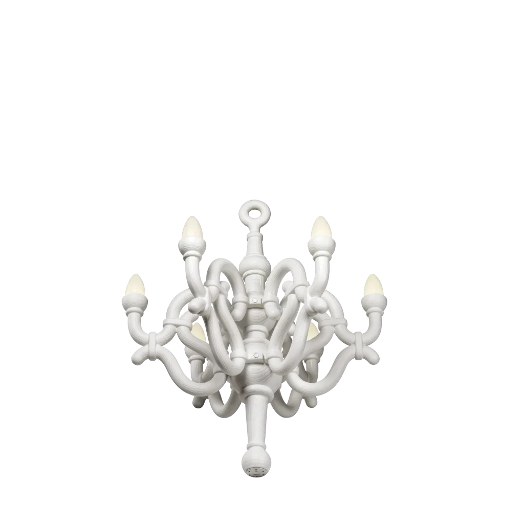 Toppled chandelier cordless lamp, white