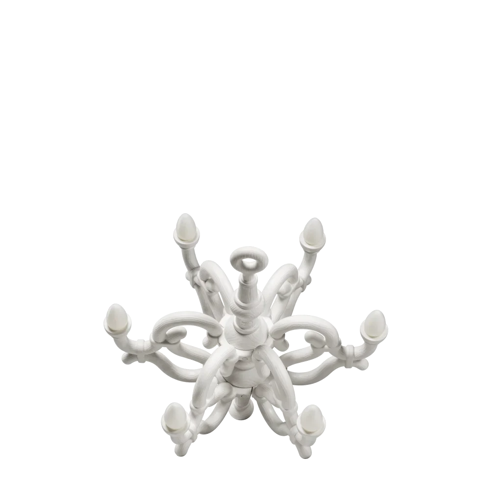 Toppled chandelier cordless lamp, white
