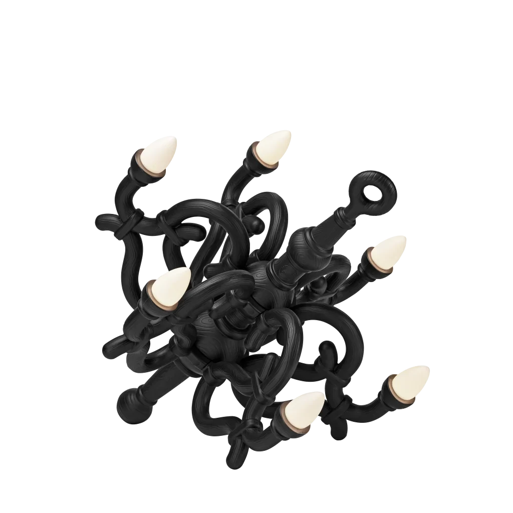 Toppled chandelier cordless lamp, black