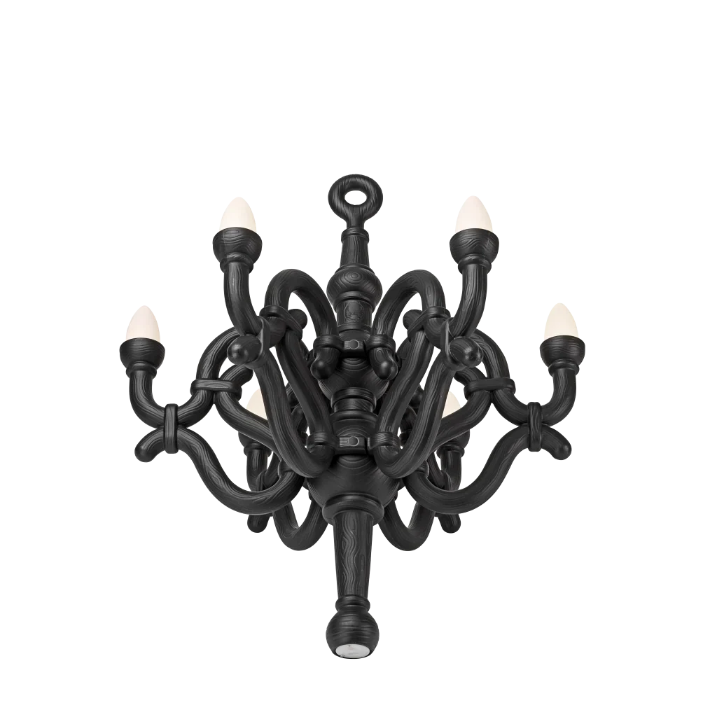 Toppled chandelier cordless lamp, black