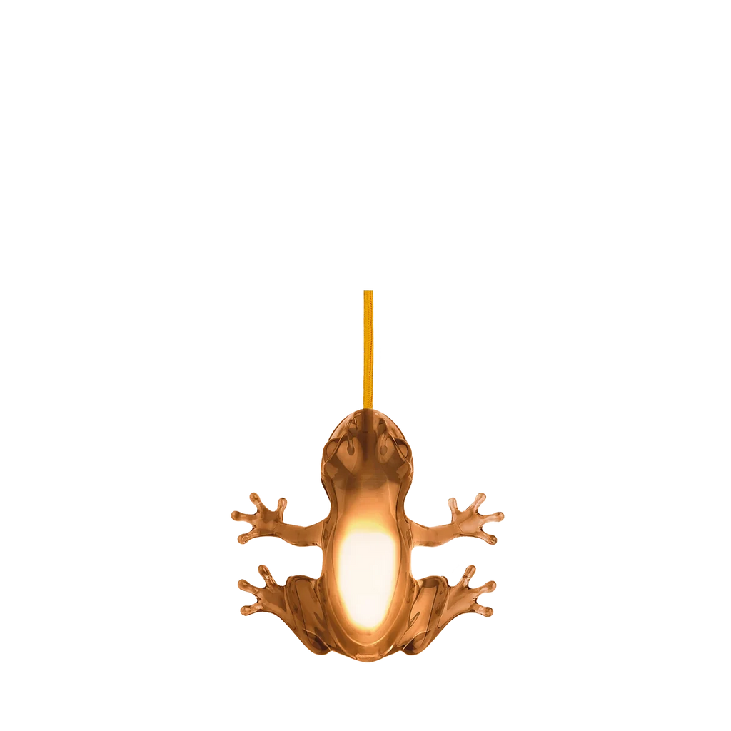 Translucent frog table lamp, in amber
