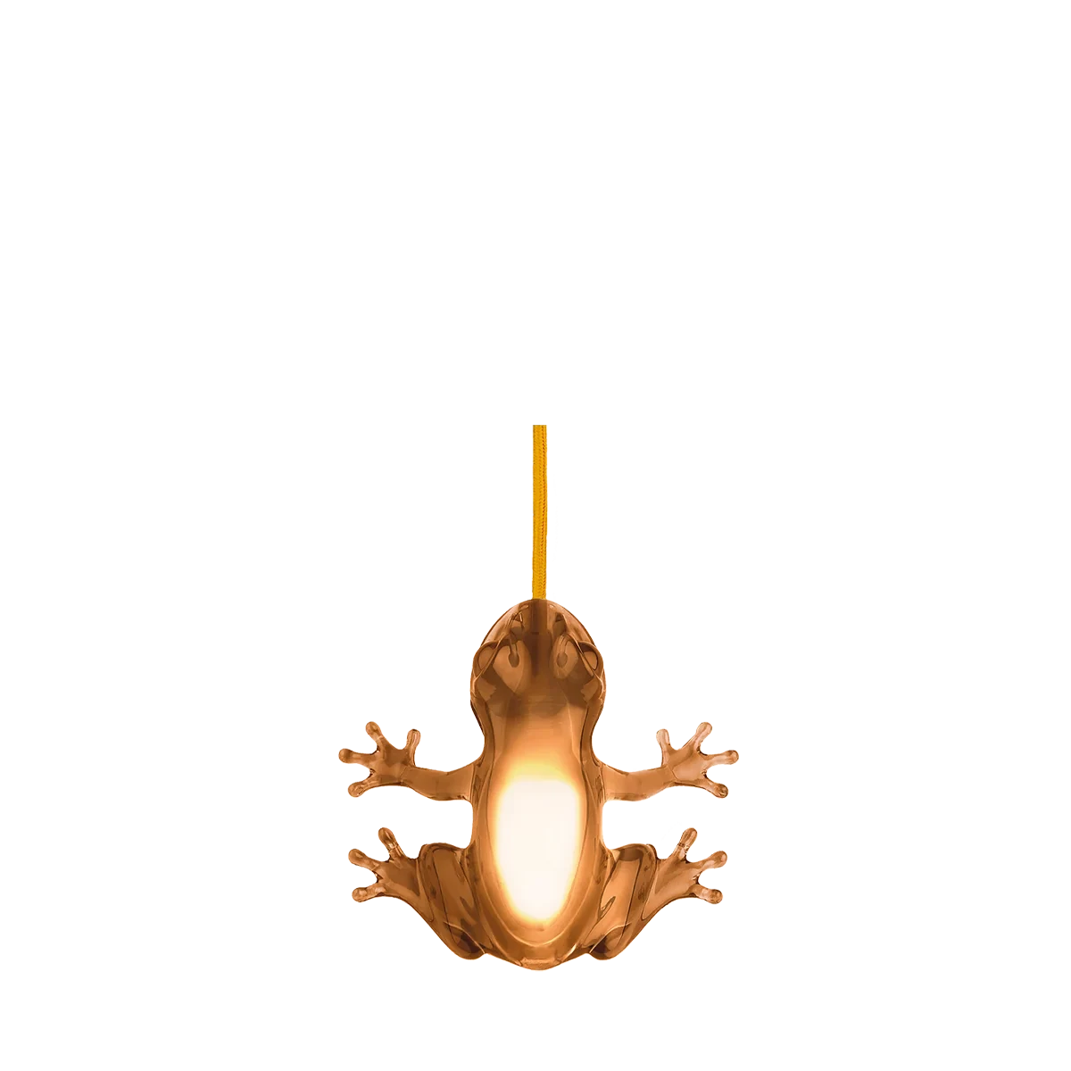 Translucent frog table lamp, in amber
