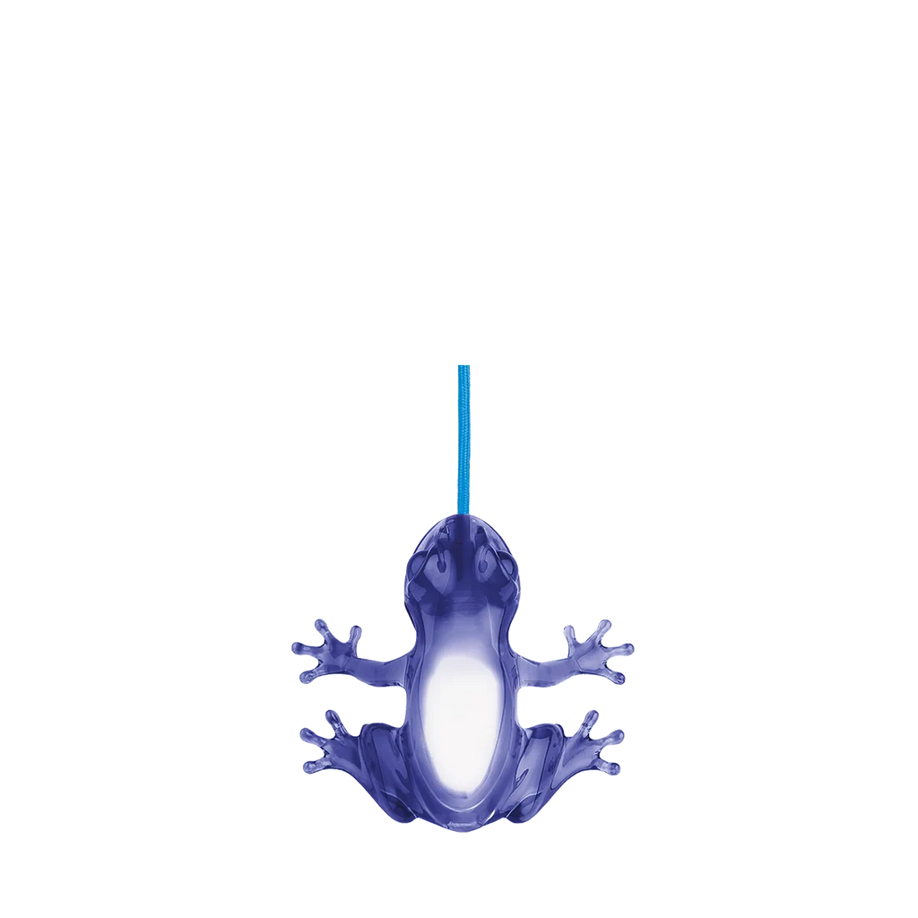 Translucent frog table lamp, in sapphire blue