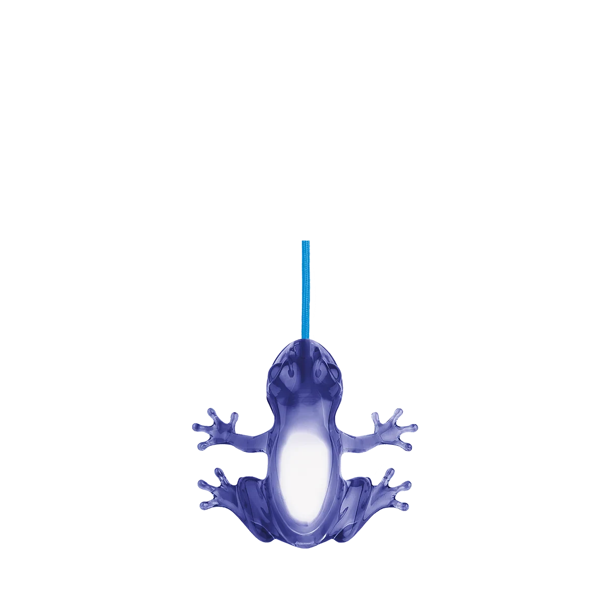 Translucent frog table lamp, in sapphire blue
