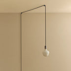Plug-in pendant with a trapezoid matte white glass bulb, graphite, unlit