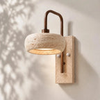 Travertine arched arm wall light