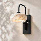 Travertine arched arm wall light
