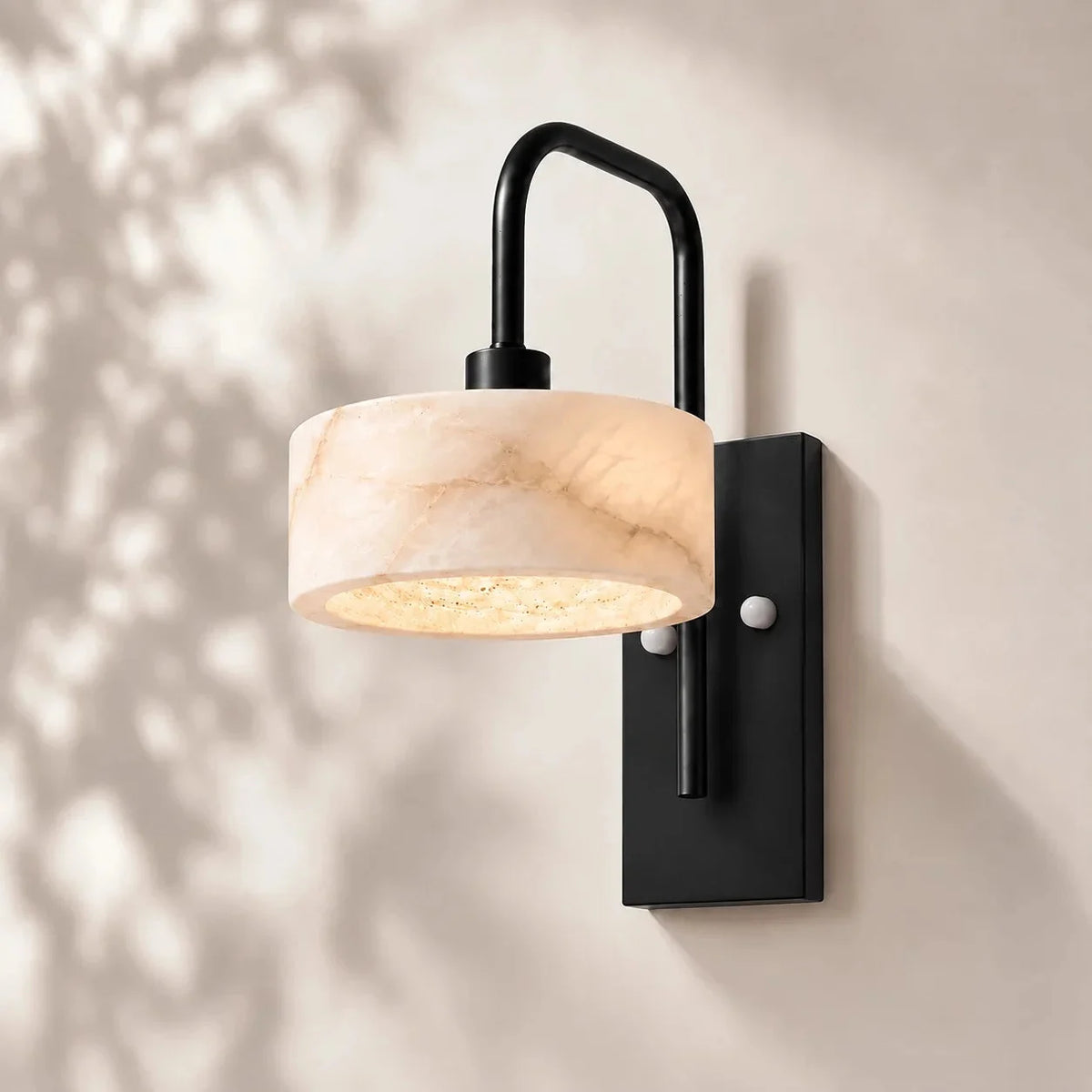 Travertine arched arm wall light