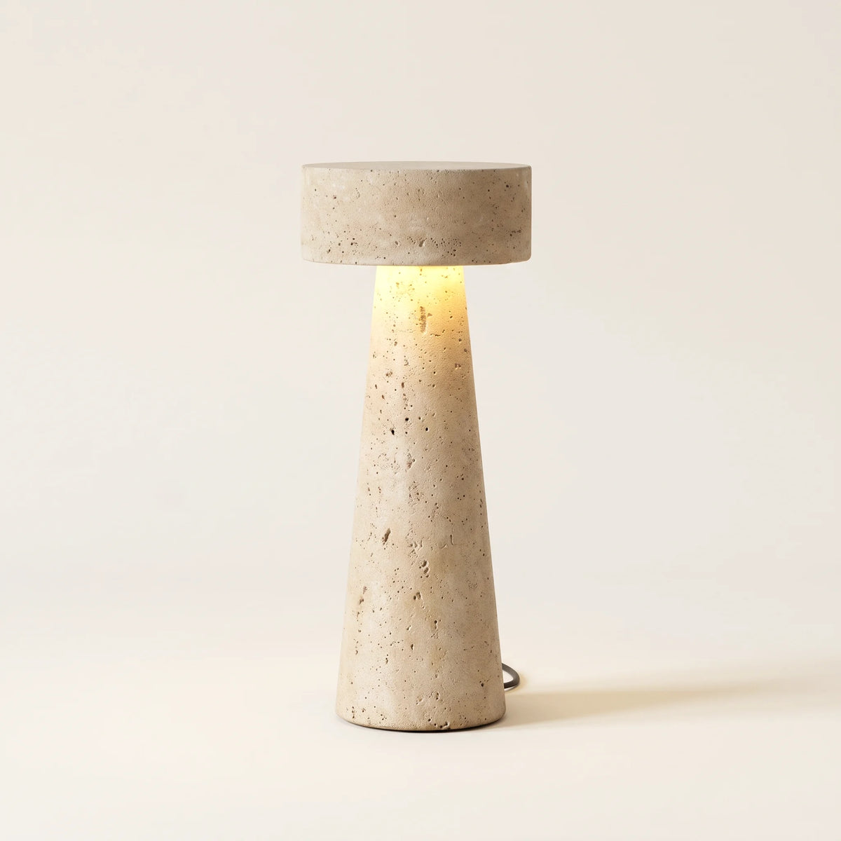 Natural Travertine Mushroom Table Lamp