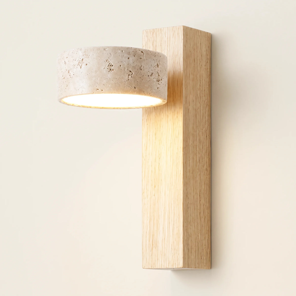 Travertine and Wood Wall Light