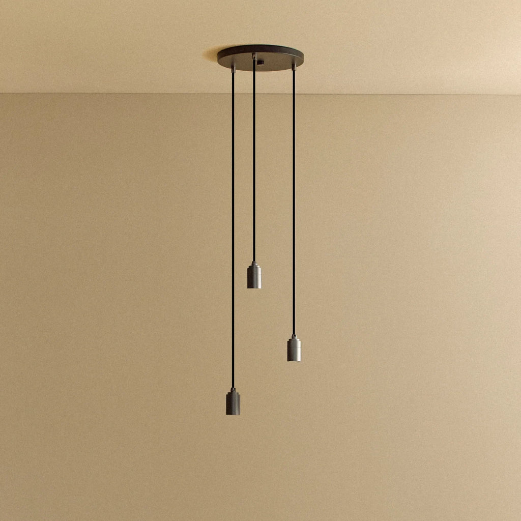 Triple Cluster Bulb Holder Pendant, in graphite, without bulbs