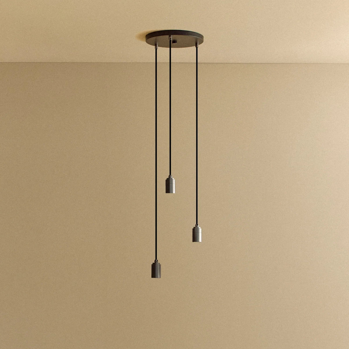 Triple Cluster Bulb Holder Pendant, in graphite, without bulbs