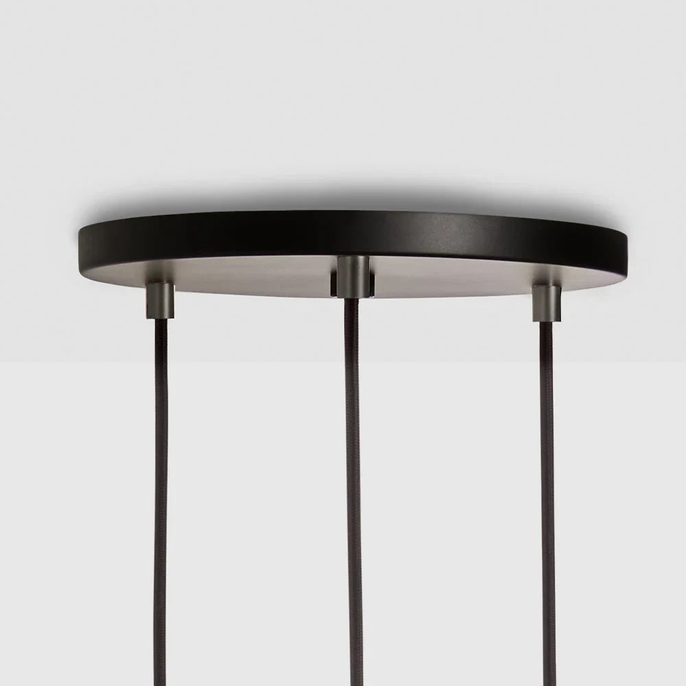 Triple Cluster Bulb Holder Pendant, black canopy with brass grips