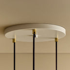 Triple opal sphere cluster pendant, white round ceiling canopy