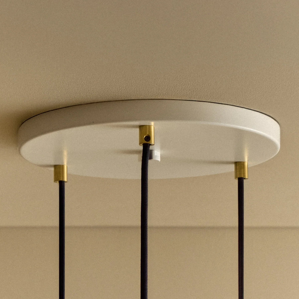 Triple opal sphere cluster pendant, white round ceiling canopy