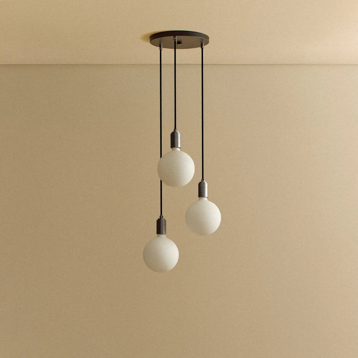 Triple Opal Sphere Cluster Pendant, in graphite, unlit