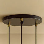 Triple Opal Sphere Cluster Pendant, black canopy with brass grips