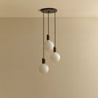 Triple Opal Sphere Cluster Pendant, in walnut, unlit