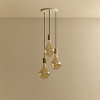 Triple Tinted Bulb Cluster Pendant, in oak, unlit