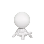 Turtle floor lamp with a glowing globe, in white