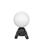 Turtle floor lamp with a glowing globe, in black
