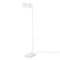 Twin-head adjustable floor lamp with a marble base, in white, full lamp