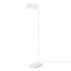Twin-head adjustable floor lamp with a marble base, in white, full lamp