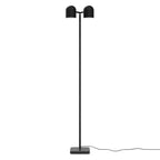 Twin-head adjustable floor lamp with a marble base, in black, full lamp