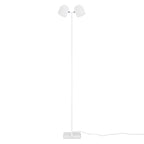 Twin-head adjustable floor lamp with a marble base, in white, full lamp