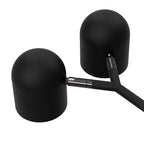 Twin-head adjustable table lamp, close-up of the black heads and joint