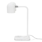 Twin-head adjustable table lamp, in matte white, side view