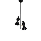 Two-bird vertical tube pendant, in black