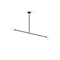 Two-globe pendant with horizontal arm, in black