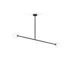 Two-globe pendant with horizontal arm, in black