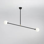 Two-globe pendant with horizontal arm, in black