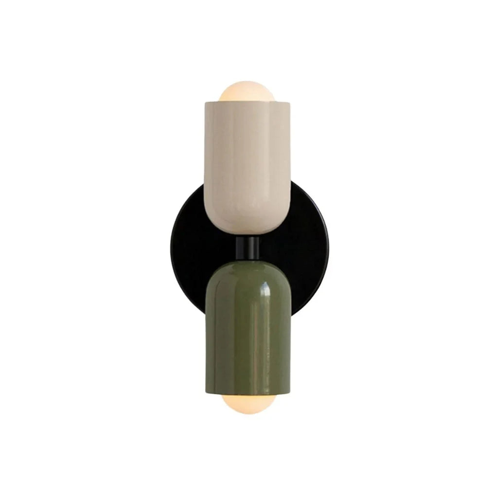 Two-tone up and down wall light, in beige and green