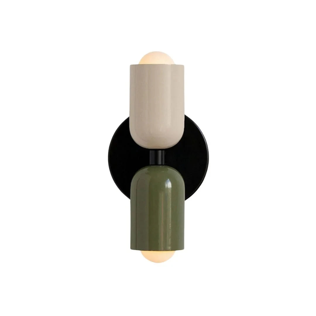 Two-tone up and down wall light, in beige and green