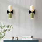 Two-tone up and down wall light, a pair in beige and green