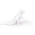 Tyrannosaurus table lamp in white resin, side view