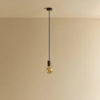 Walnut pendant with tinted glass filament bulb, unlit
