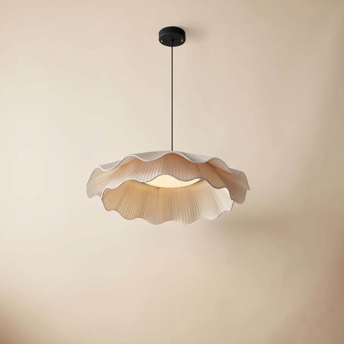 Wavy fabric LED pendant light