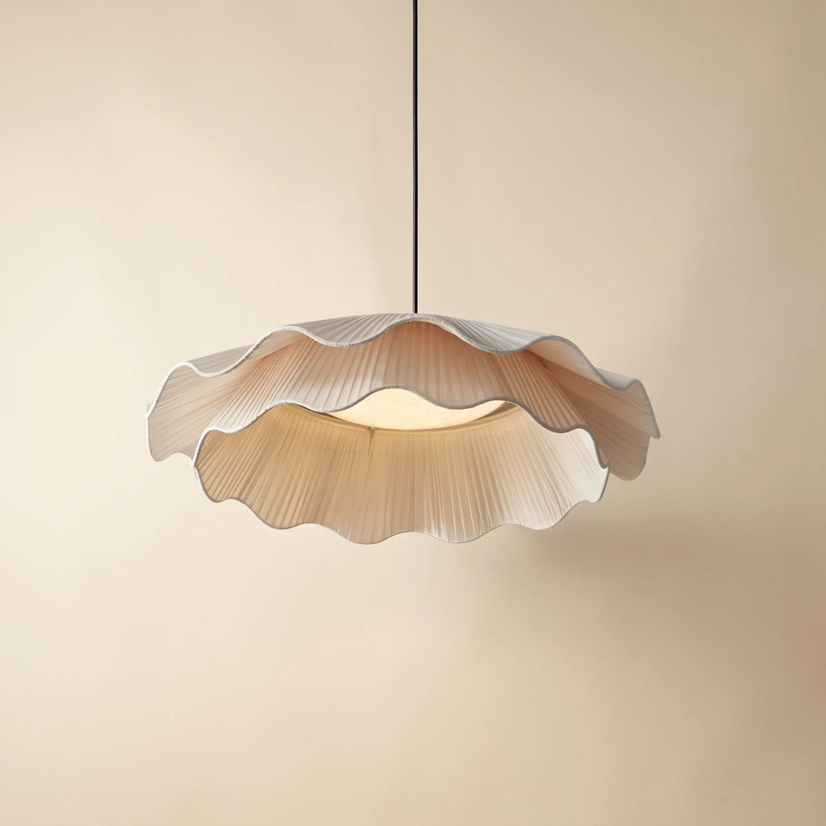 Wavy fabric LED pendant light
