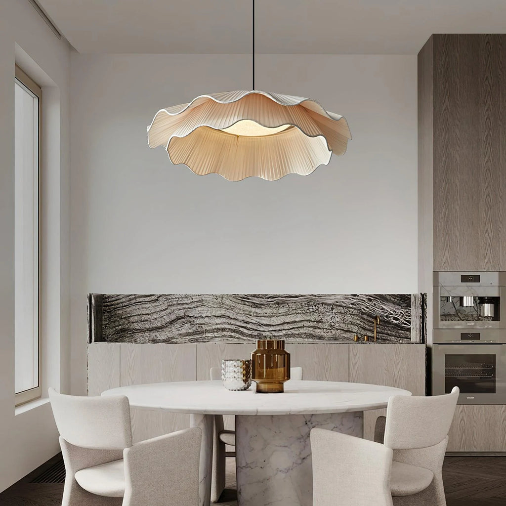 Wavy fabric LED pendant light