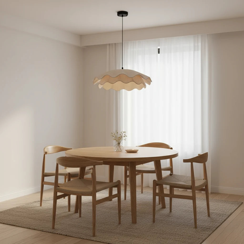Wavy fabric LED pendant light