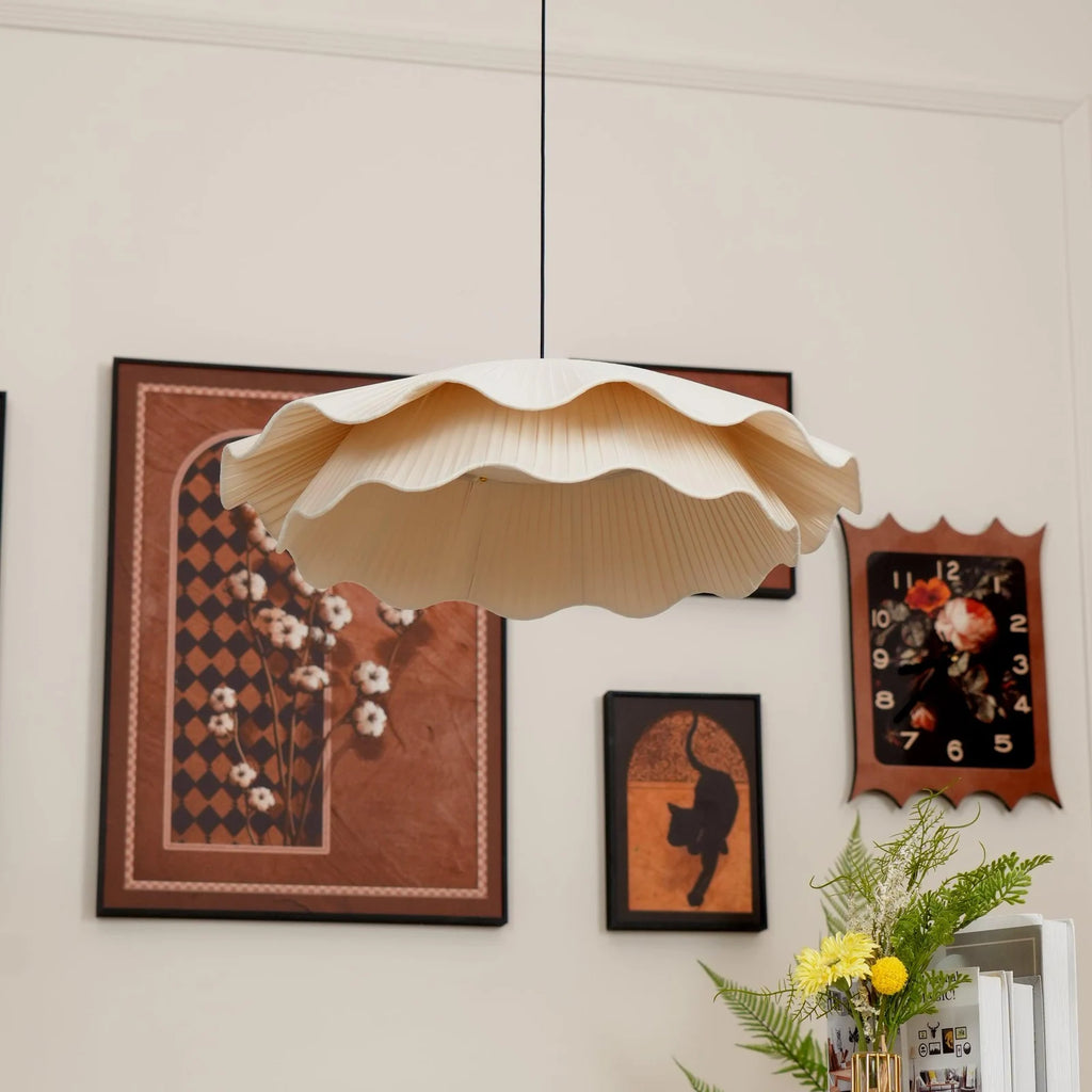 Wavy fabric LED pendant light