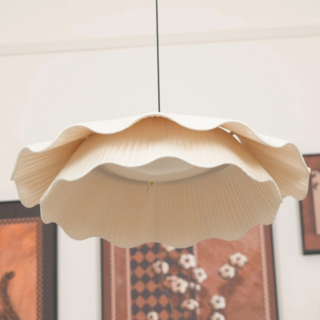 Wavy fabric LED pendant light