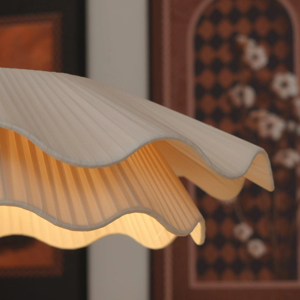Wavy fabric LED pendant light