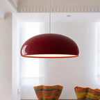 Wide metal bowl pendant light