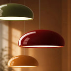 Wide metal bowl pendant light